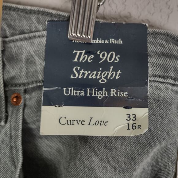 Abercrombie & Fitch Curve Love Ultra High Rise 90s Straight Jean Size 33/16R - Picture 9 of 16